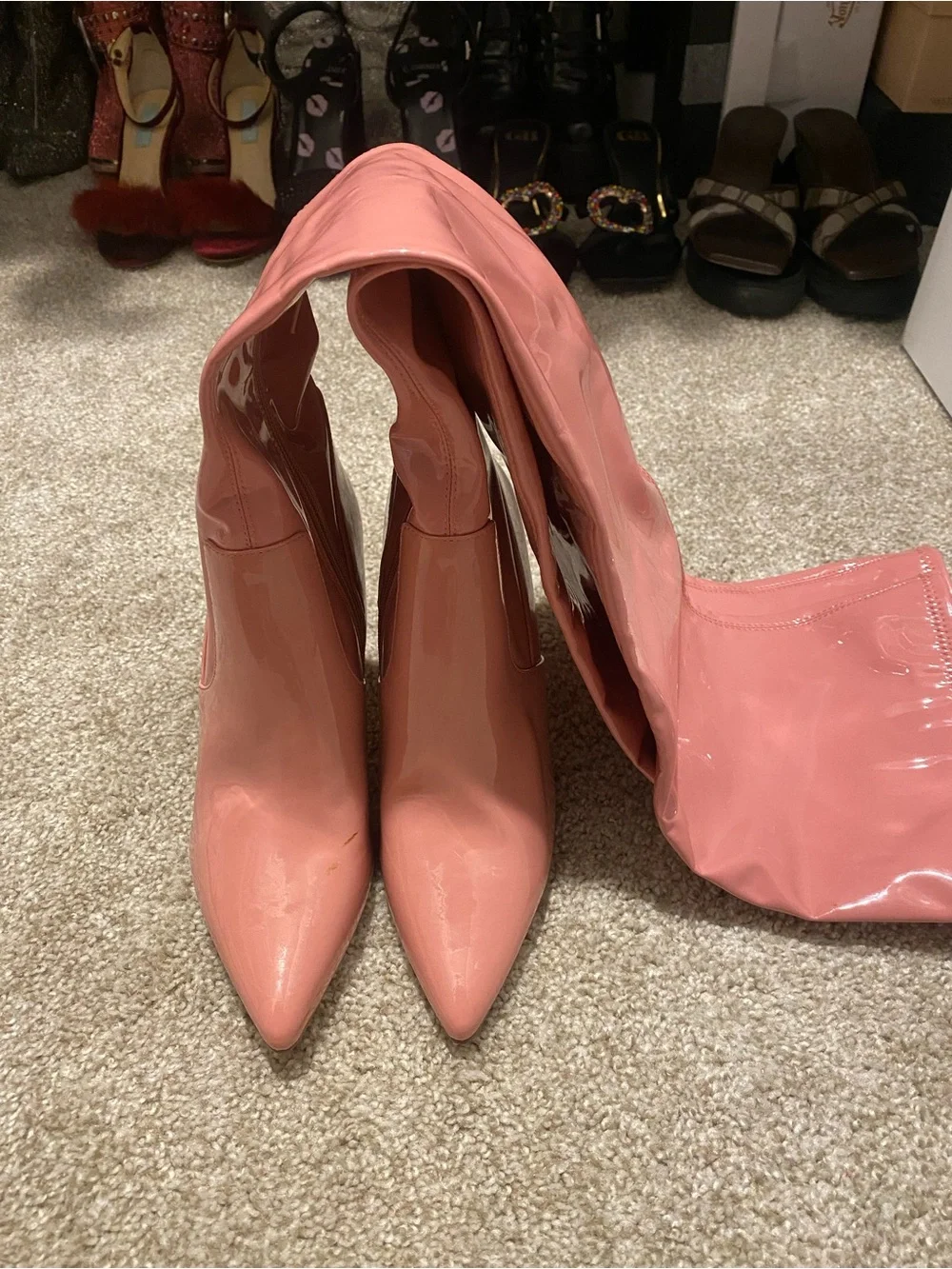 Steve Madden Pink Patent Over-the-Knee Stiletto Boots